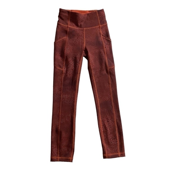 Lululemon Invigorate High-Rise Crop Leggings Crackle Glaze Vintage Orange Sz 0 - Picture 3 of 9